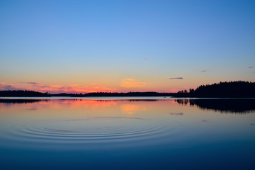 Evening calmness. Lake Engozero, North Karelia, Russia
