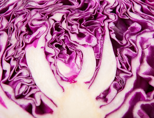 Obraz premium Half cut red cabbage inside texture 