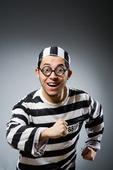 Prison inmate in funny concept