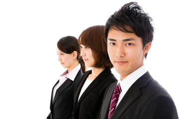 asian  businessgroup on white background