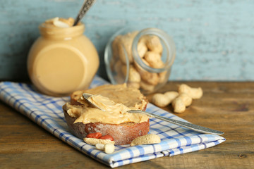 Beautiful still life with fresh peanut butter