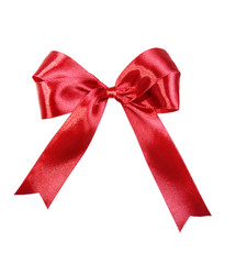 Shiny red bow isolated on white