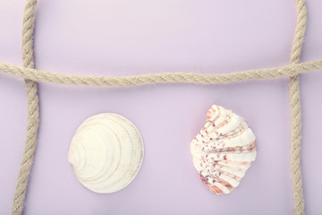 Sea souvenirs on purple background