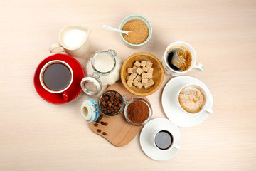 Fresh coffee with several ingredients