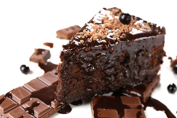 Yummy chocolate cake, close-up