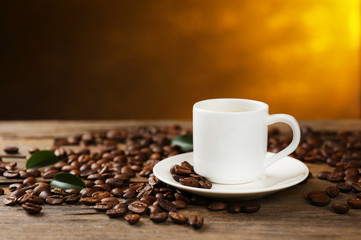 Cup of coffee on wooden table