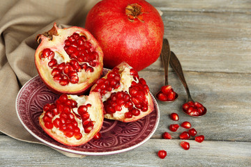 Beautiful composition with juicy  pomegranates,