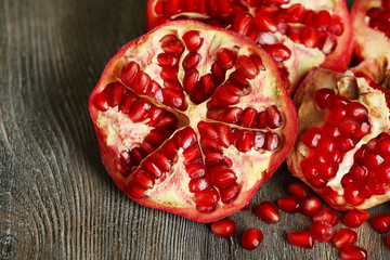 Beautiful composition with juicy  pomegranates,