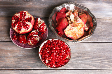 Beautiful composition with juicy  pomegranate seeds,