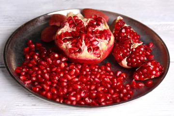 Beautiful composition with juicy  pomegranate seeds,