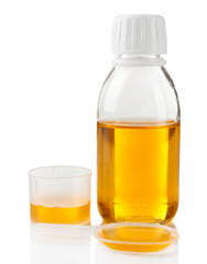 Cough syrup isolated on white