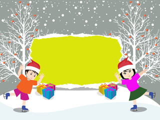 Merry christmas with happy kids