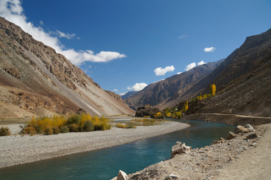 River and mountains in Ghizer Valley in Northern Pakistan