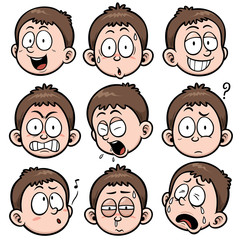 Vector illustration of Boy face set