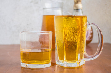 whiskey and beer