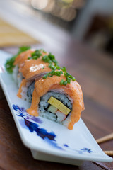 Sushi roll with salmon