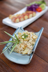 Japanese rice fried with garlic