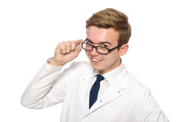 Funny doctor isolated on white
