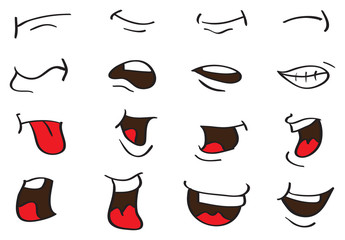 Obraz premium Cartoon Mouth Expressions Vector Designs Isolated on White