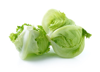 Green Iceberg lettuce on White Background