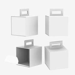 White paper carton box with handle, clipping path included