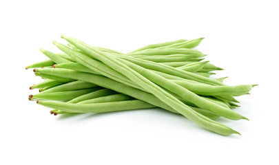 green beans on white background