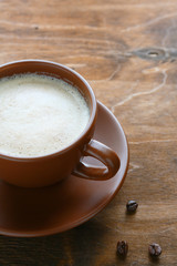 fresh cappuccino in cup