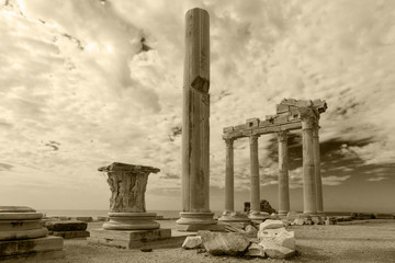 Ancient Greek ruins in the Turkish city of Side
