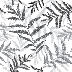 Abstract seamless pattern of grassy, hand drawn vector backgroun