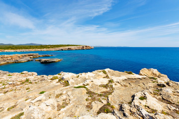 rocky coast and the sea on the island of Majorca, Spain