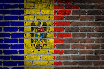 Brick wall texture with flag