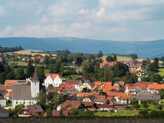 Fototapeta na wymiar Blick auf die Marktgemeinde Vorau, Steiermark