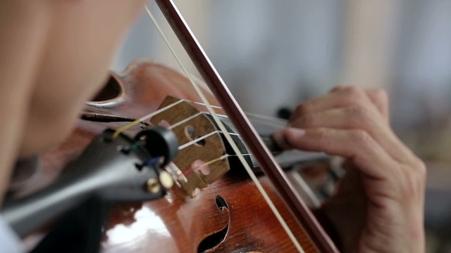 Latino violinist man on a white background.