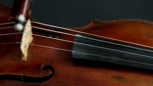 Violinist man playing the violin on a black background.