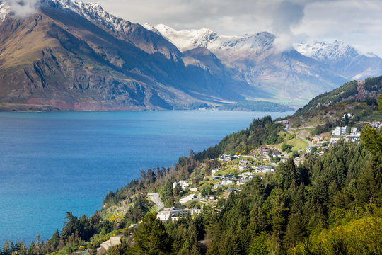 Landscape of lake in the south Island, Queenstown New Zealand