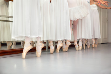 Fototapeta na wymiar Ballerinas' Legs in a Row