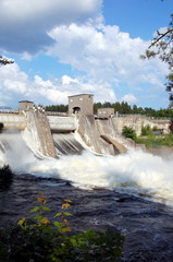 Hydroelectric power station dam in Imatra, Finland