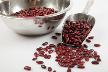 Red kidney beans with scoop and bowl