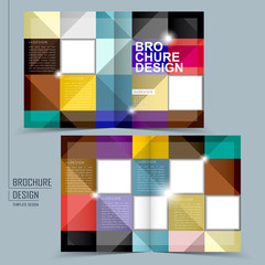 colorful geometric style half-fold brochure template