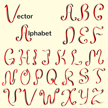 English vintage calligraphic alphabet