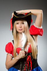 Woman pirate with sharp knife