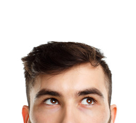 Fototapeta premium Half face expression looking on white