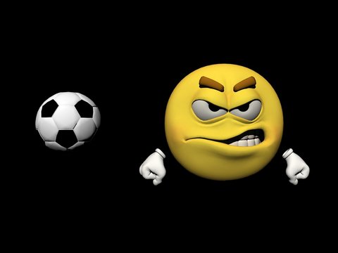 Emoticon and a soccer ball - 3d render