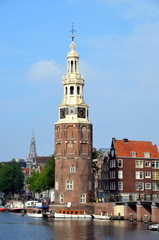 Fototapeta premium The Montelbaanstoren tower in Amsterdam, Netherlands