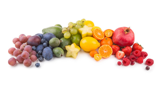 ripe fresh fruits as a rainbow