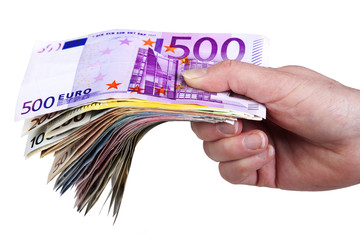 Hand holding bunch of cash