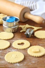 Fototapeta na wymiar Process of baking shortbread cookies pops with chocolate
