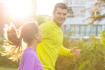 Naklejka premium Young couple jogging