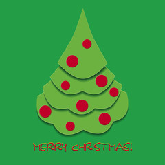 Naklejka premium Christmas greetings card with fir tree, vector illustration