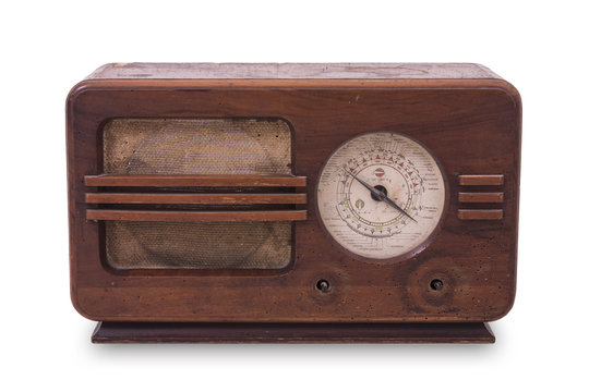 antique radio on white background